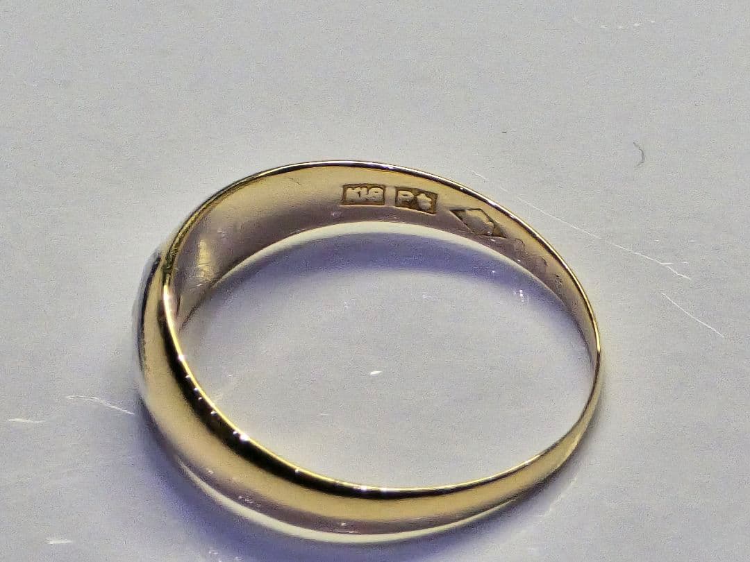 稀少品 甲丸 ダイヤ0.02 K18/プラチナ 2.2g 9.5号 リング