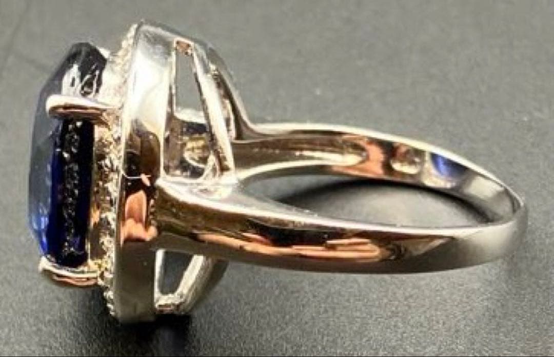 スリランカ産 天然ブルーサファイア 9.3CT ホワイトサファイアS925 指輪
