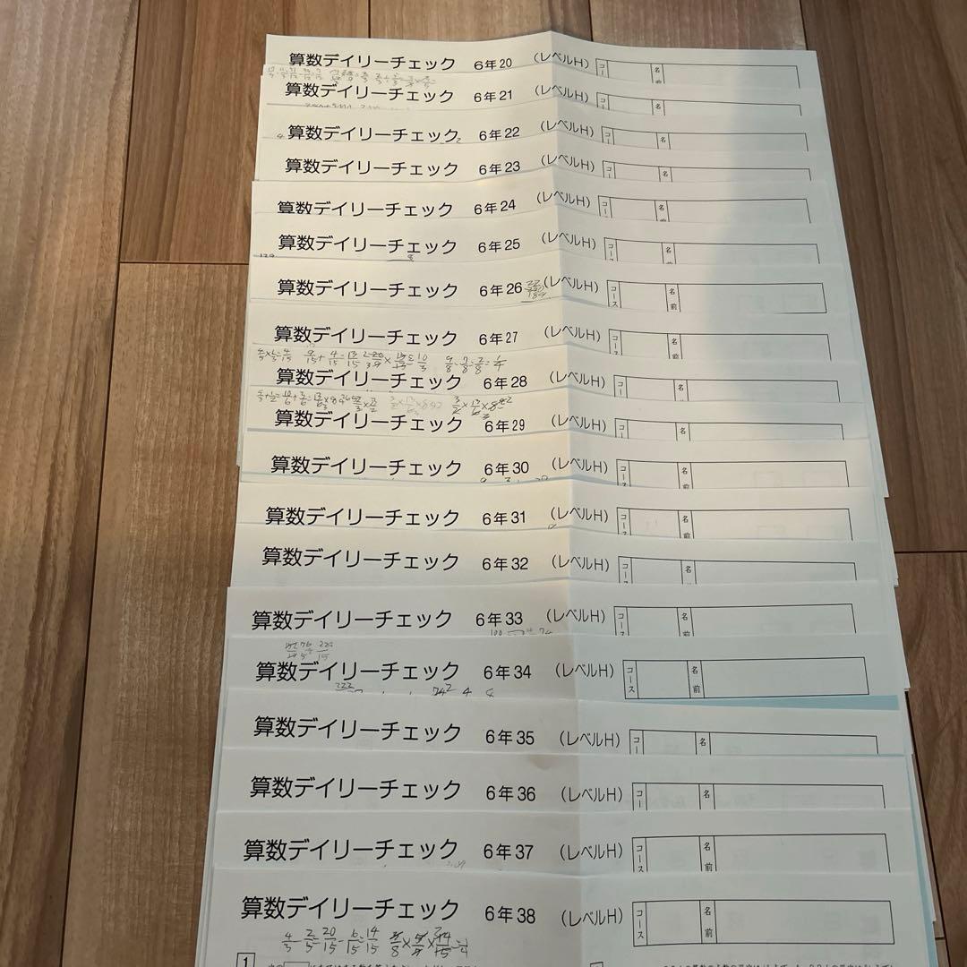 サピックス SAPIX 6年 算数デイリーチェック レベルH 01～38 - メルカリ