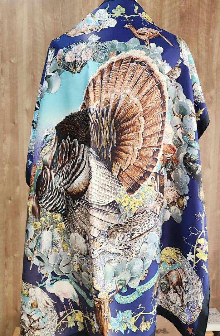 レア ビンテージ【HERMES】カレ90 テキサス 動植物 スカーフ エルメス