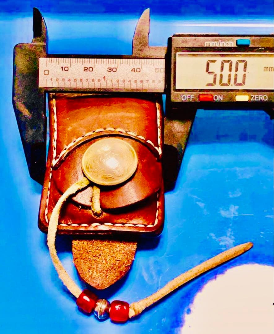 silverシルバー銀貨コンチョ＊レザー製zippo小物ケース