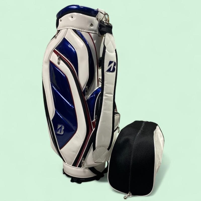 ブリヂストン ゴルフ エナメル キャディバッグ ホワイト ブルー 9型 5分割 BRIDGESTONE（ブリヂストン） 2022年秋冬モデル日本正規品