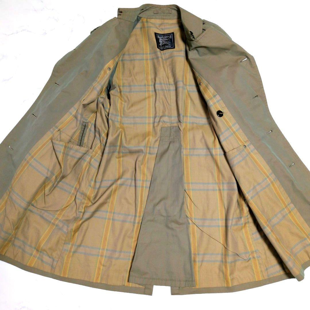 バーバリー トレンチコート 玉虫色 カーキ メガチェック ダブル ベルト М