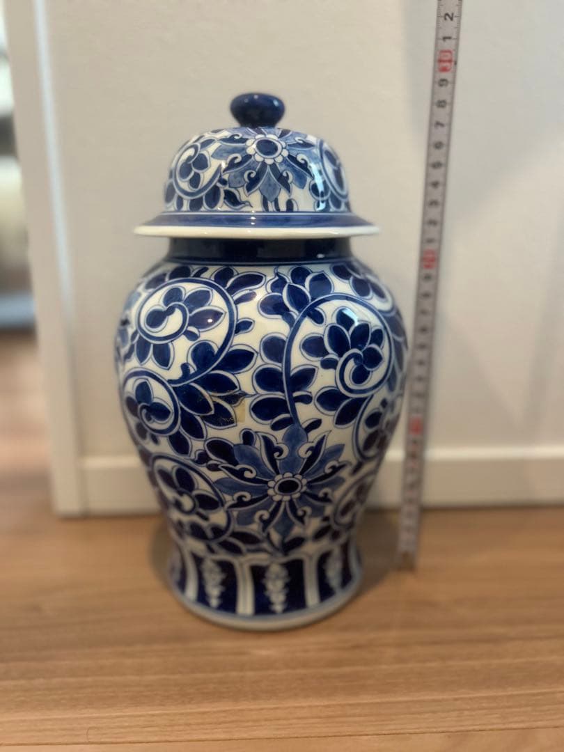 青と白の花柄陶器壺　Thailand 楽天市場】A＆B HOME ブルーホワイトピオニー 青白陶器牡丹柄壷 花瓶