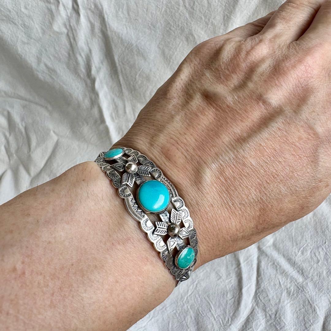 1940's ヴィンテージ ナバホ ターコイズ バングル スターリング