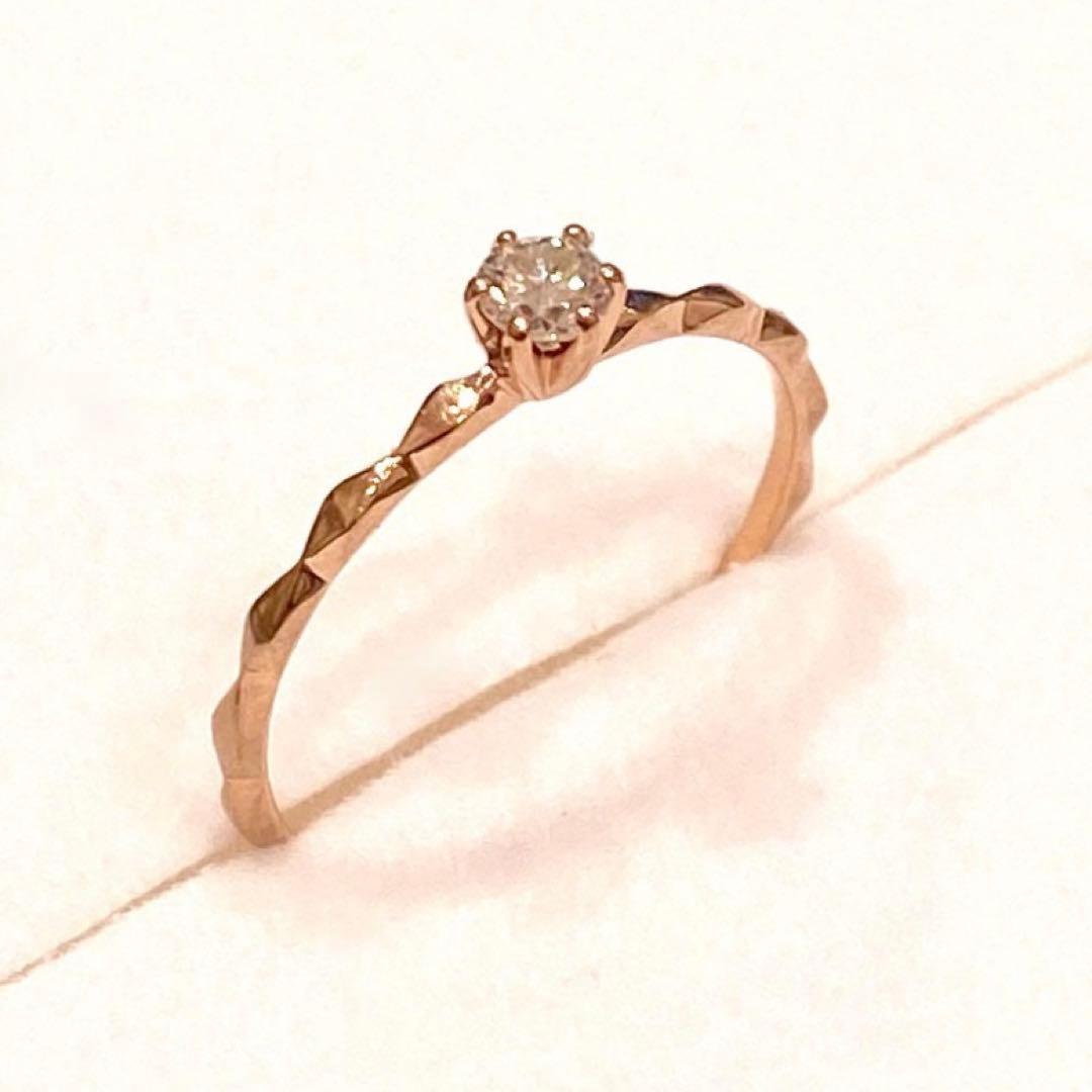 K18PG ダイヤモンドリング 0.1ct