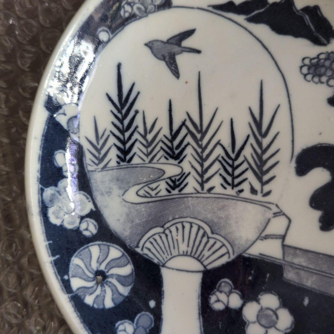 明治印判皿 2客 山仁製 16cm 団扇柄 珍品 古伊万里 - メルカリ