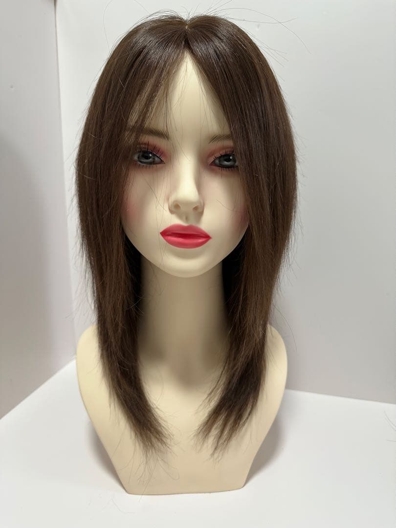 フルウィッグ人毛100%医療ウィッグ鎖骨ミディアム ストレート ダーク