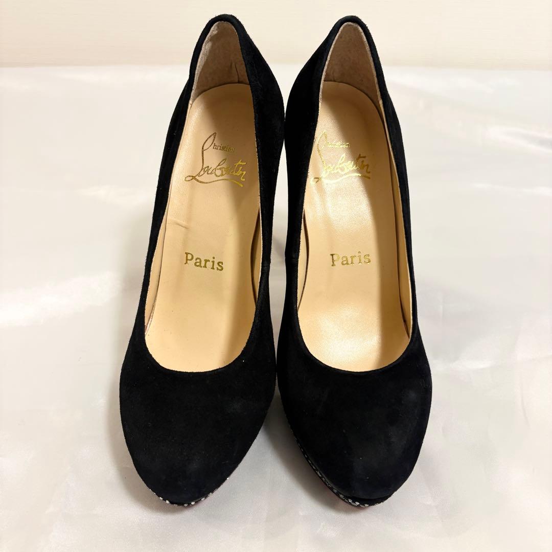 クリスチャンルブタン スエード パンプス ブラック スタッズ ヒール