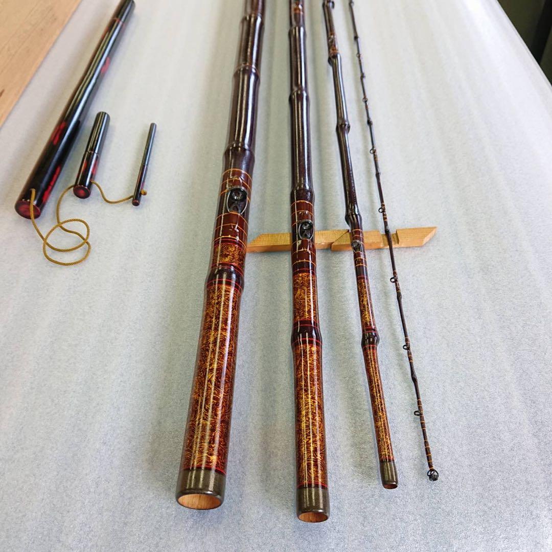 石鯛 和竿 磯草塗 総巻総塗 紫石地塗仕上げ 全長三間 四本継ぎ 六代目