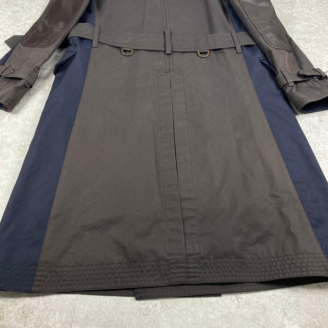 ブラックレーベル クレストブリッジ バイカラー レザーエルボ トレンチ