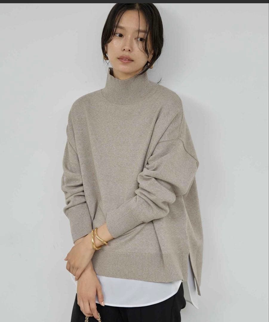 【手洗い可】【全骨格対応】オーバータートルニット グレージュ セール】【手洗い可】【全骨格対応】オーバータートルニット（ニット