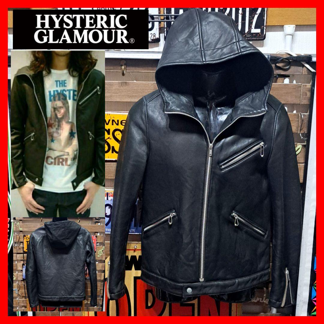 定価8.4万　キムタク着　ヒステリックグラマー　ラムレザー　レザーパーカー　Ｍ HYSTERIC GLAMOUR - キムタク着 ヒステリックグラマー A-2 ラムレザー