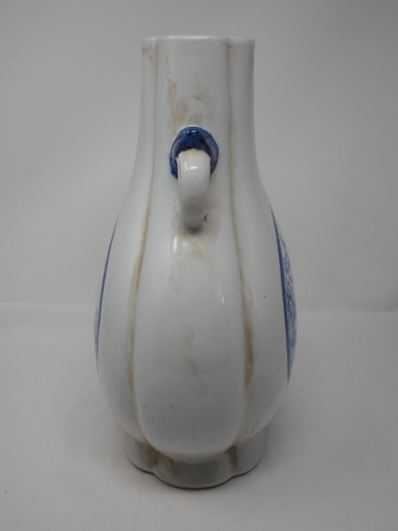 染付唐子文様　花瓶　安南焼　乾隆年製　中国　-SO