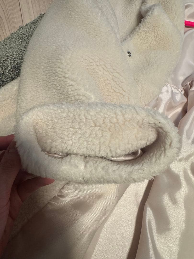 美品ヨリ yori もふボアコート ペプラム テディベアコート ベージュ36