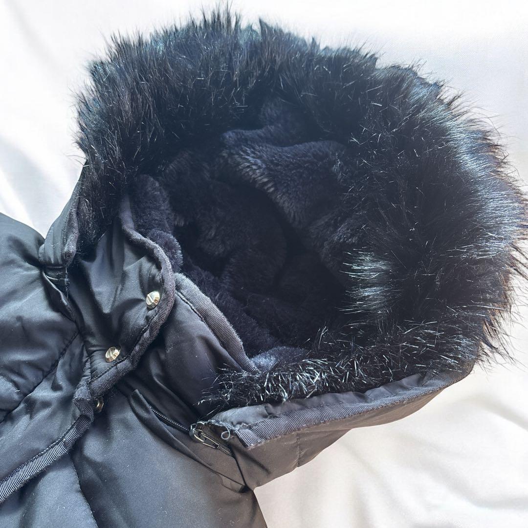 ZARA ダウンコート ロング ファー ベルト 黒 2way Aライン フレア