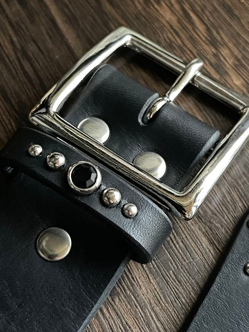 ディッキーズ874専用スタッズベルト シルバー オイルドレザーHTC CALEE