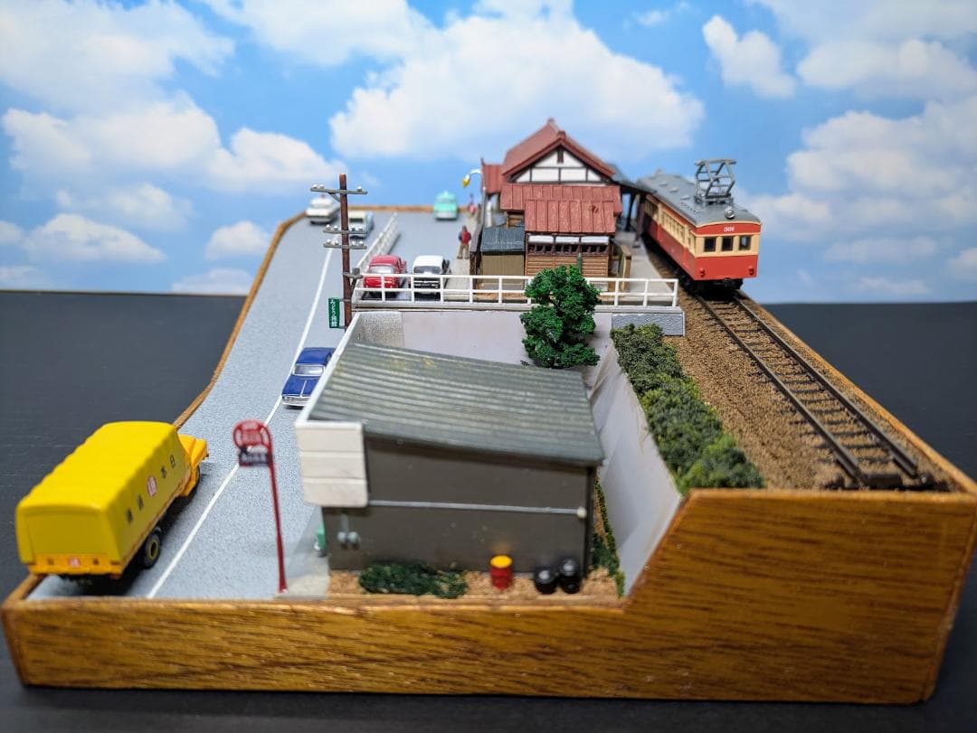 Nゲージ 鉄道模型展示台　丘の上の駅
