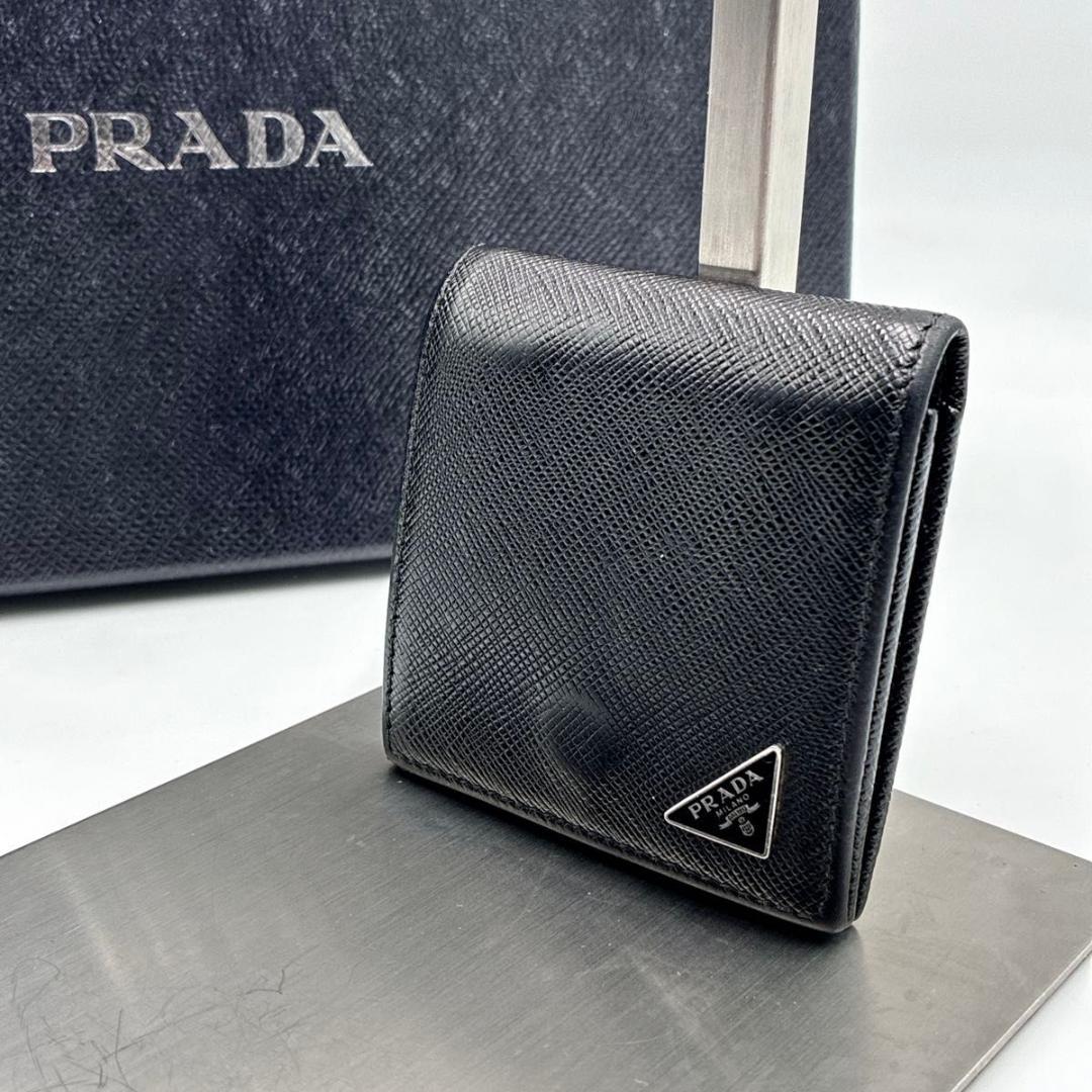 美品 プラダ コインケース 小銭入れ 三角ロゴ サフィアーノ レザー