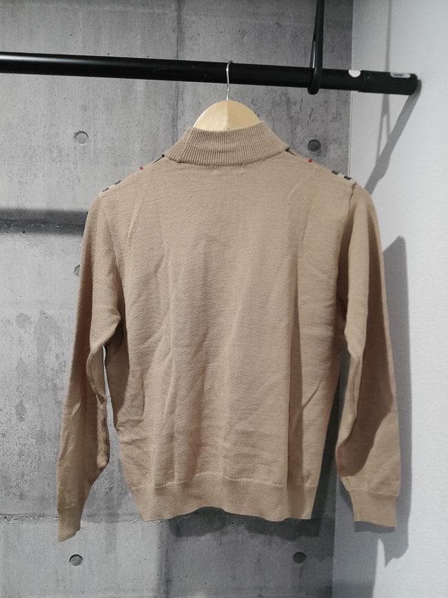 美品 バーバリー ノバチェック カシミヤ混 ラムウール ハイネック