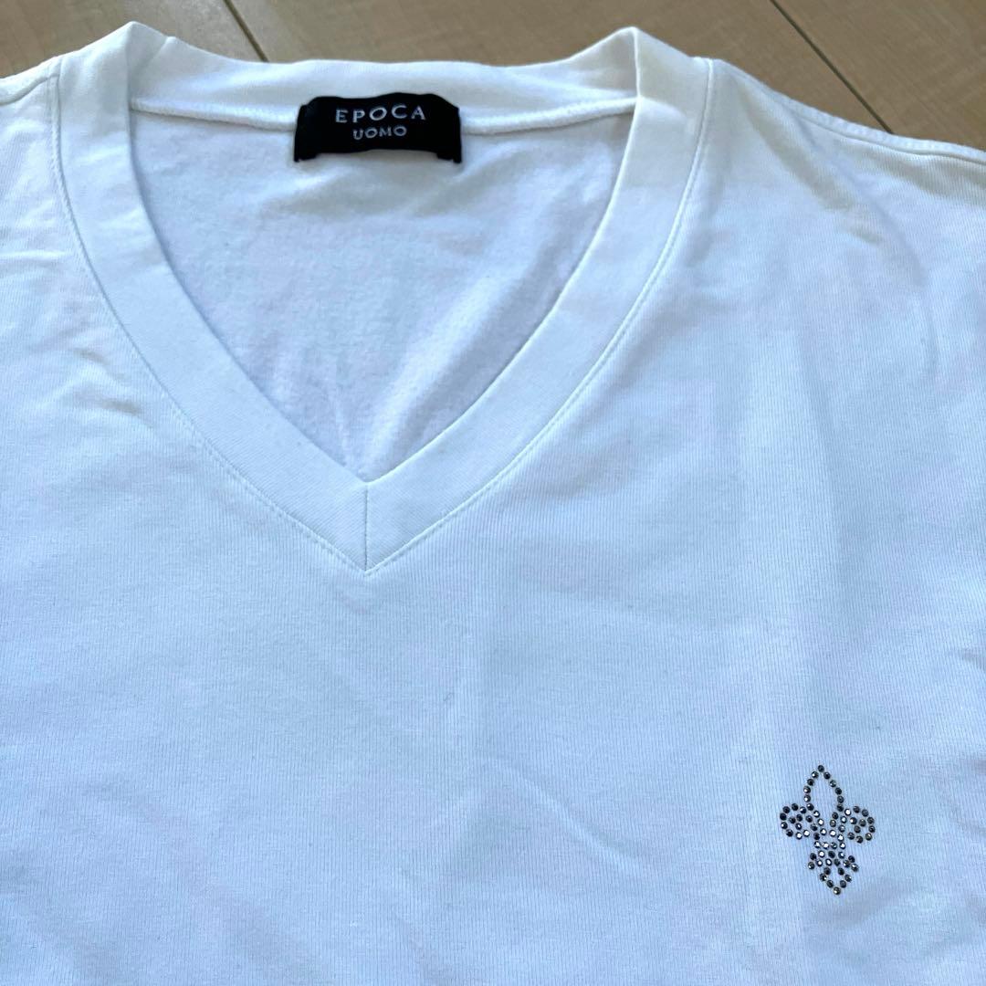 美品♡エポカウォモ メンズ長袖カットソー スワロフスキー ホワイト