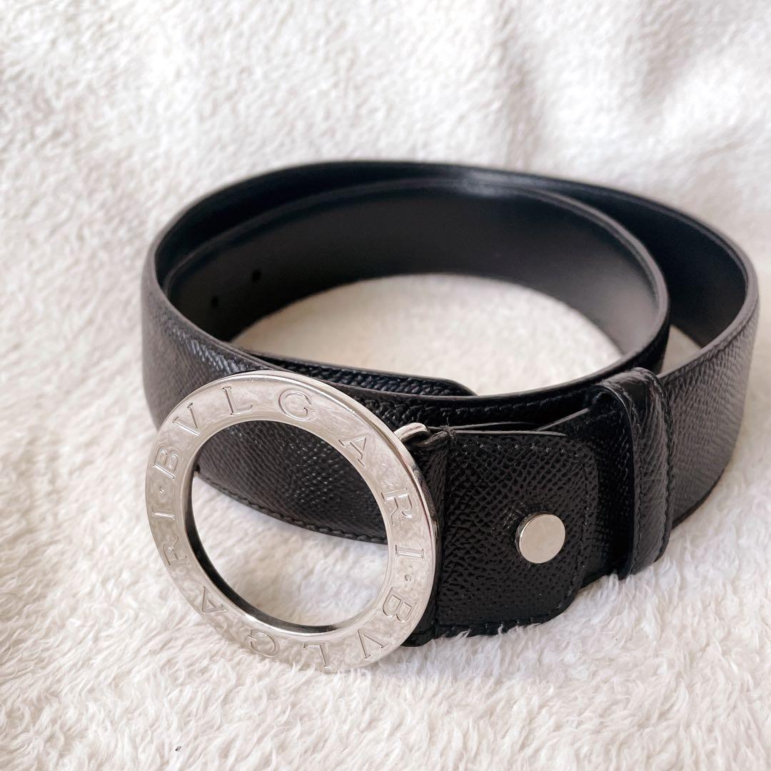 BVLGARI ブルガリ サークルロゴ レザーベルト ブラック 黒　刻印　革 楽天市場】BVLGARI ブルガリメンズレザーベルト ブラック バックル上部