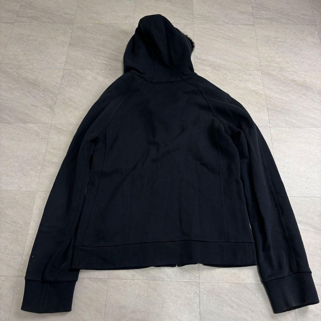 バーバリーブラックレーベル ファー付き パーカー ノバチェック ラビット M