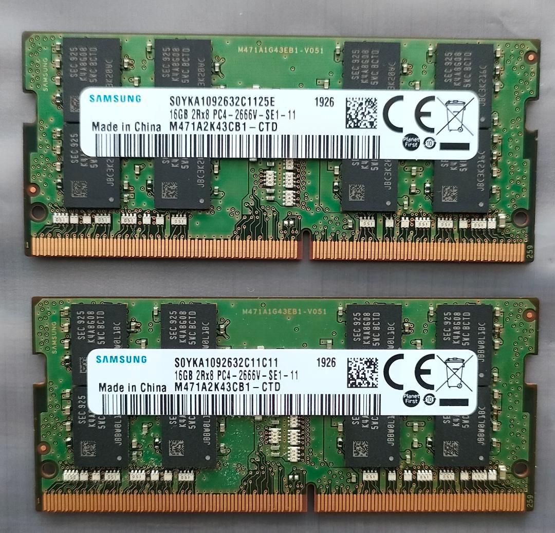 中古】Samsung DDR4 PC用メモリ 32G (16GB 2枚セット) - メルカリ