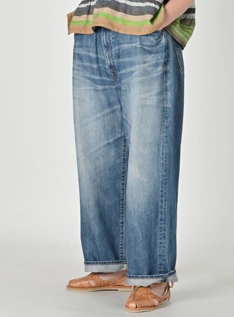 45R ライ麦デニムシャルロット5 重 希少サイズ38インチ カットオフ