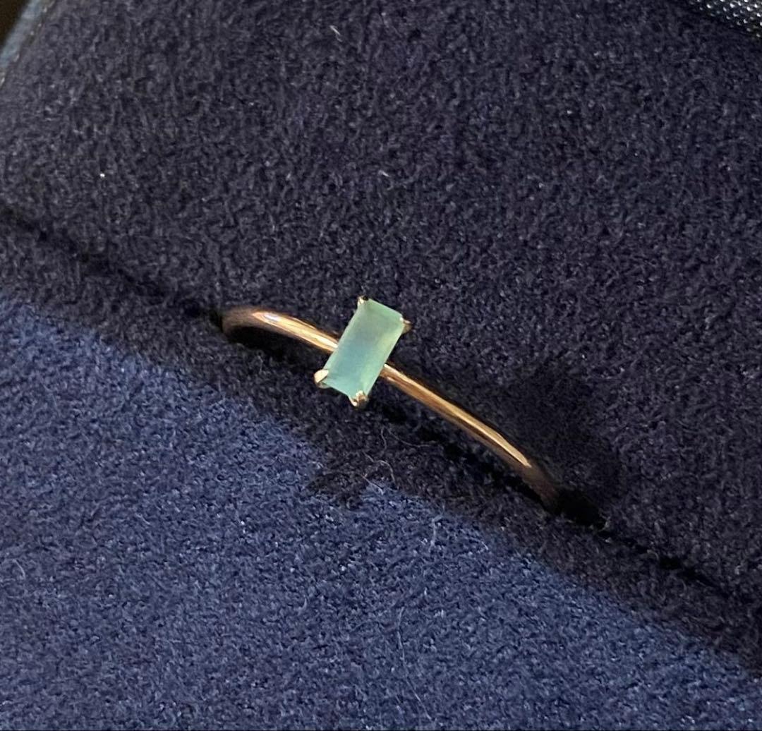 【値下】agete K10リング 11号クリソプレイズ 【販売証明書付き】 agete - アガット K10 トリプレット グリーン リング 11号 箱、販売