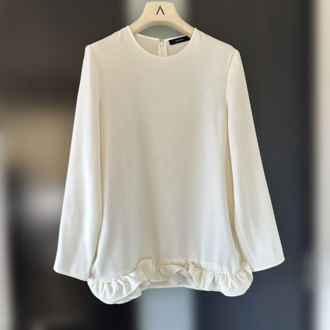 訳あり】YOKOCHAN ヨーコチャン フリル ロングスリーブ ブラウス 38