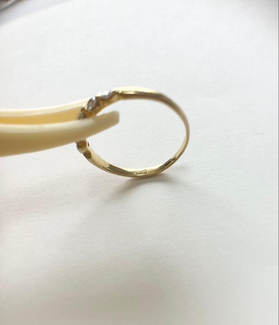 K18 ダイヤ ５石 0.2ct ピンキーリング　指輪