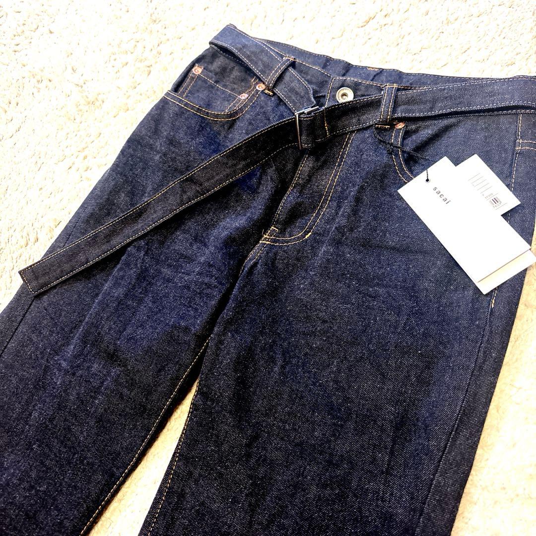 新品タグ付き sacai サカイ ベルテッドフレア デニムパンツ 24ss