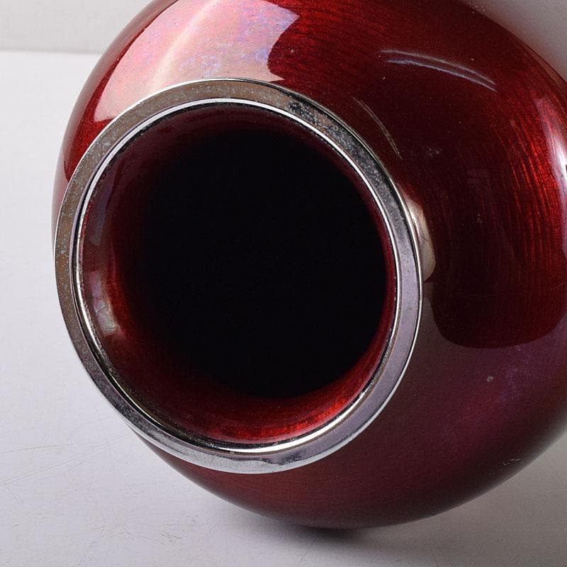 七宝焼 安藤七宝店造 赤透 薔薇文 花瓶 共箱 7891C - メルカリ