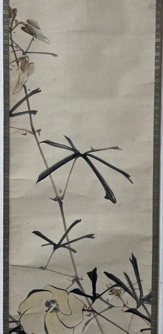 掛け軸 松村景文 絵［花ノ図］京都生 紙本　肉筆　共箱！