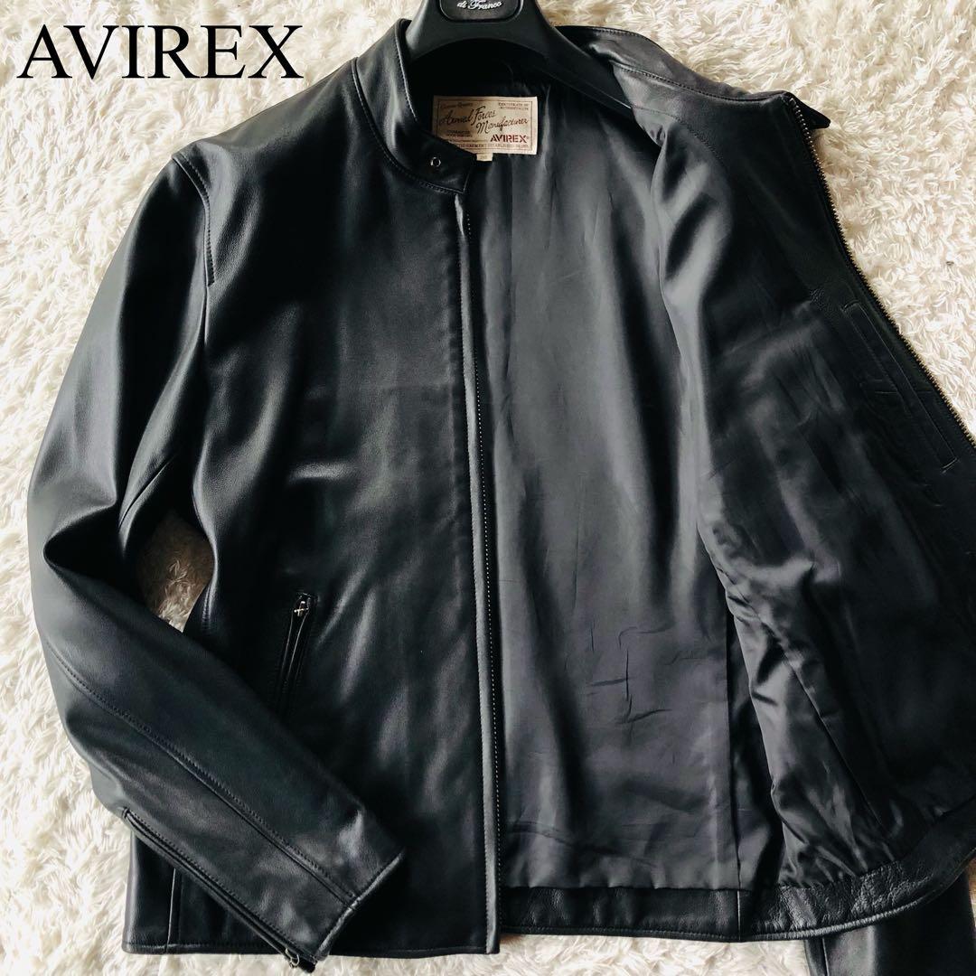 希少2XL✨現行モデル 美品 アヴィレックス 羊革ライダースジャケット ブラック 直営店限定》DOUBLE RIDERS JACKET/ダブルライダースジャケット