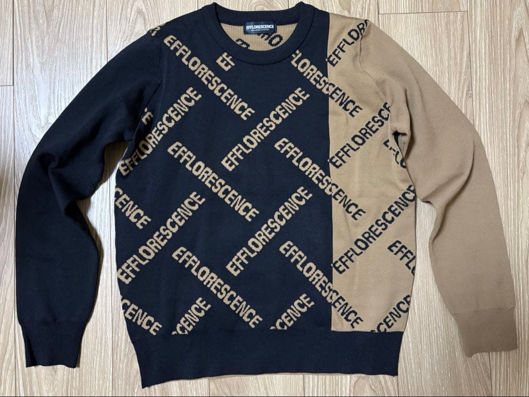 EFFLORESCENCE ロゴプリント ニット M ガーズマンエンブロイダリーニット（ニットウェア）｜BLACK LABEL