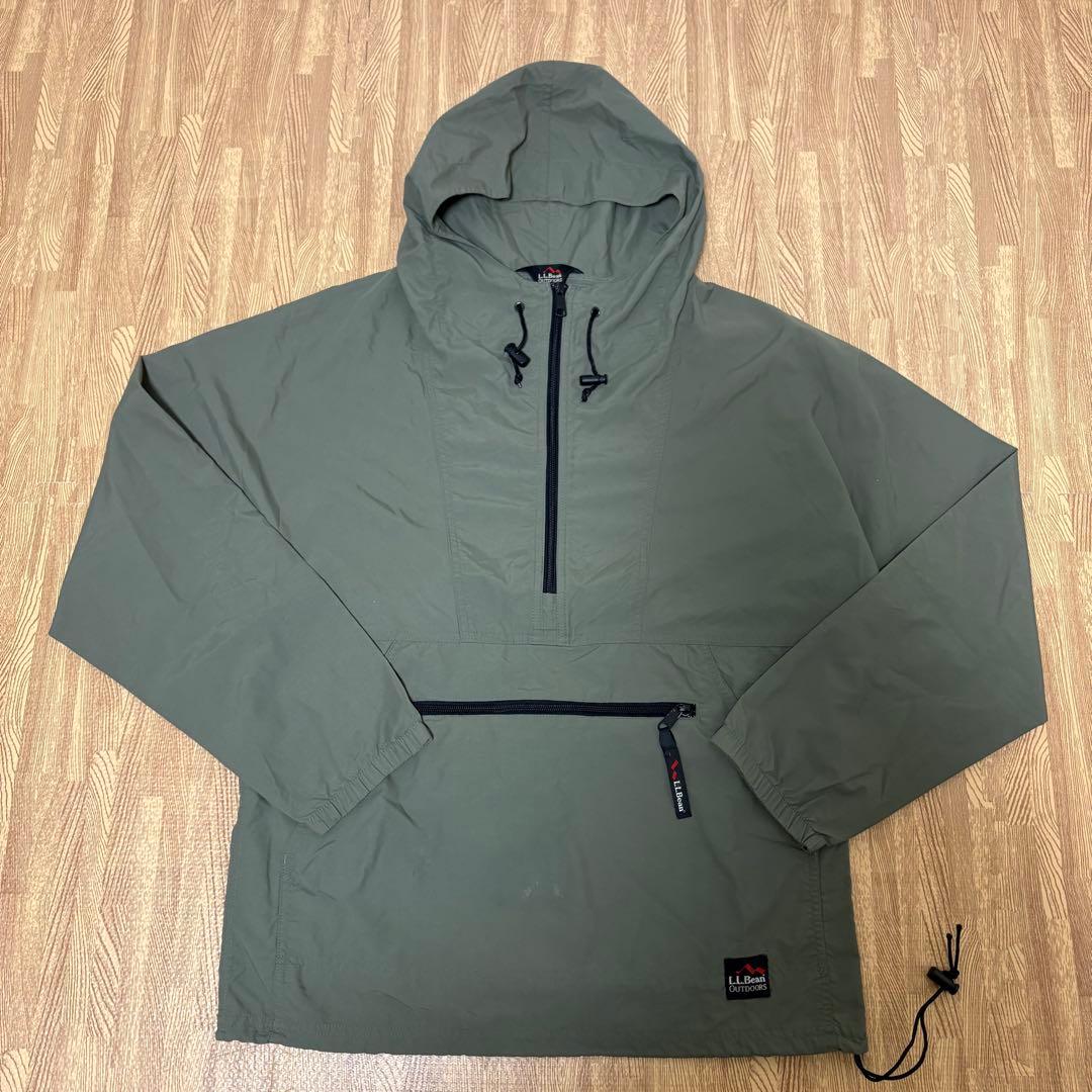 90s L.L.Bean ナイロン アノラックパーカー カーキー サイズS
