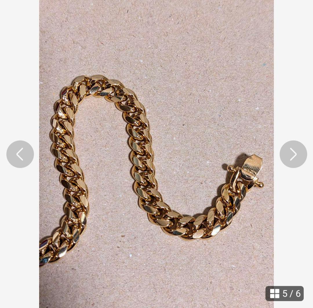 【21.5cm】【8mm】【18K刻印】【Miami Cuban】