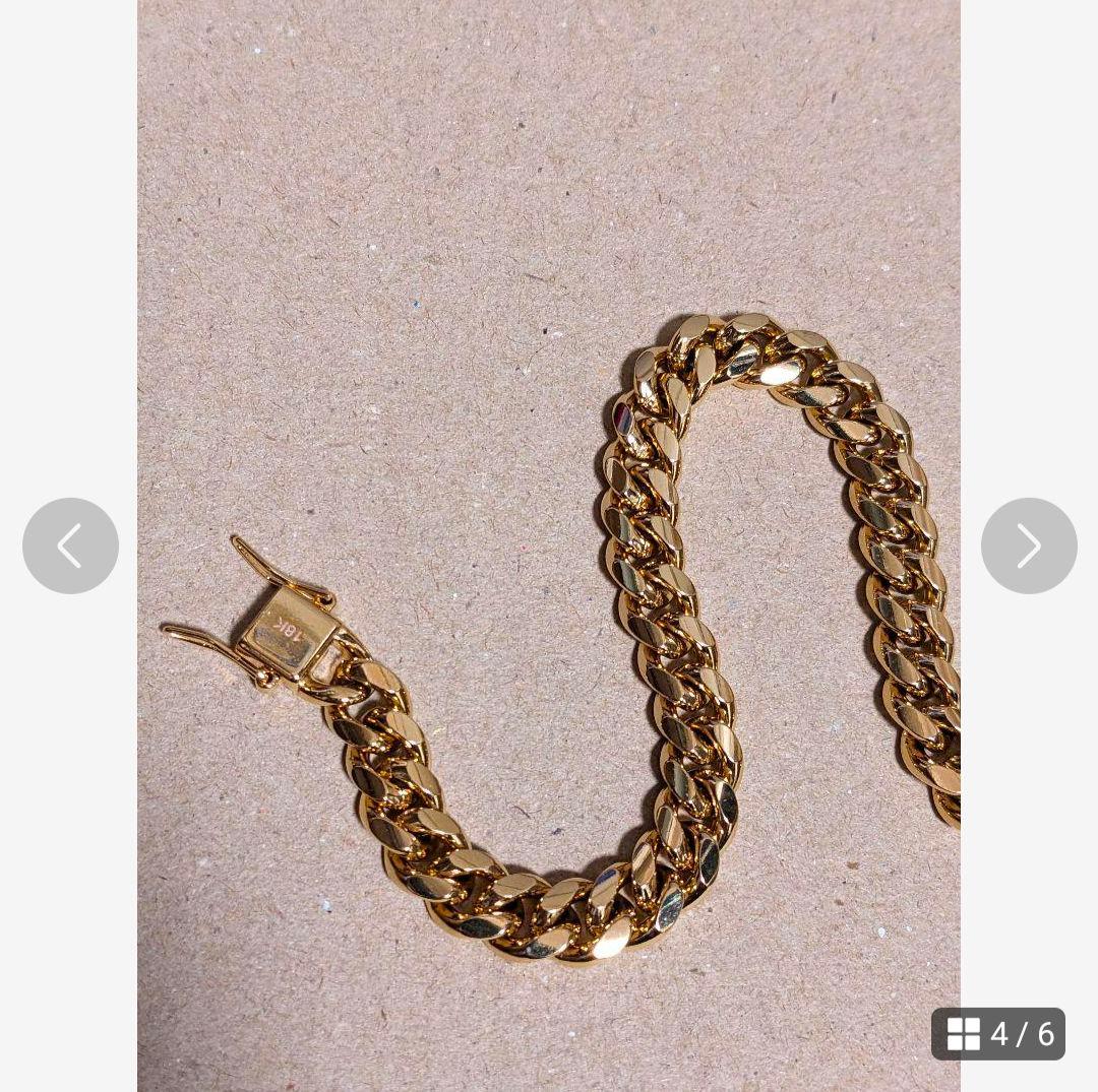 【21.5cm】【8mm】【18K刻印】【Miami Cuban】