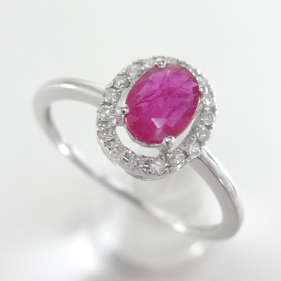 【美品】ルビー　ダイヤモンド　リング　0.45ct　0.09ct　K18WG
