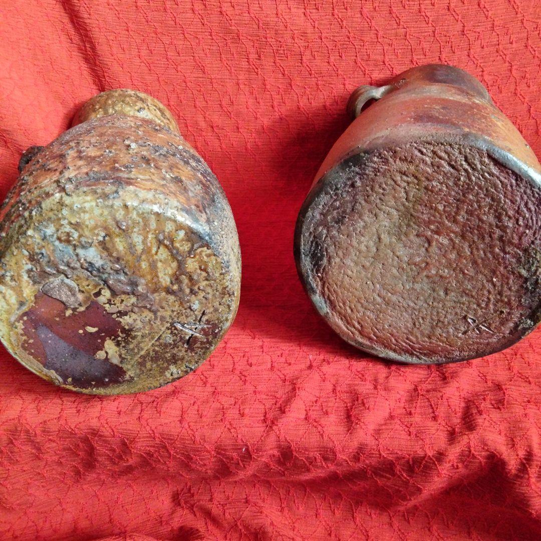 備前 髙原昌治造 釜変耳付花入 登窯 二点 栞