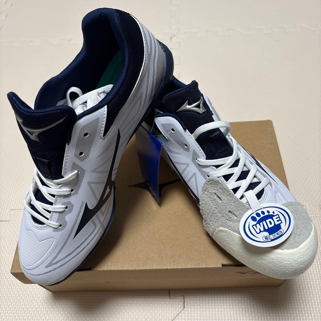 Mizuno ワイドスパイク ホワイト/ネイビー 楽天市場】【サイズ交換送料無料】ホワイト×ネイビー ミズノ 野球