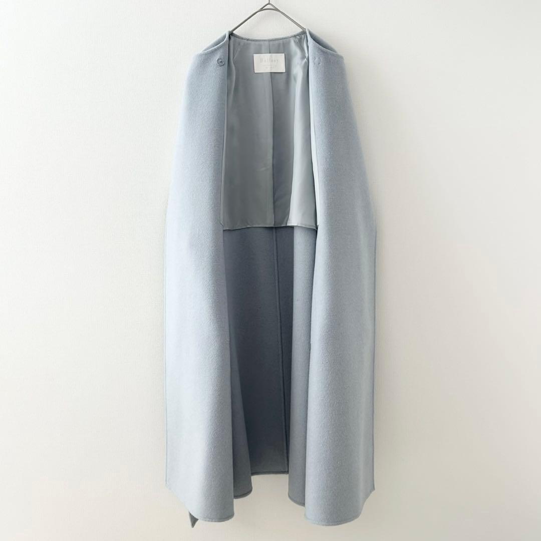美品✨Ballsey プレミアムウールリバー ノーカラーコート ブルー 36