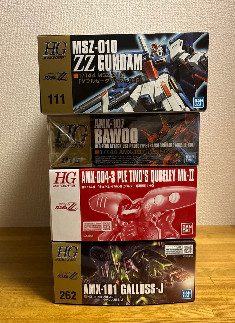 ガンプラまとめ売り HG ZZガンダム 4体セット&デカール 5点セット
