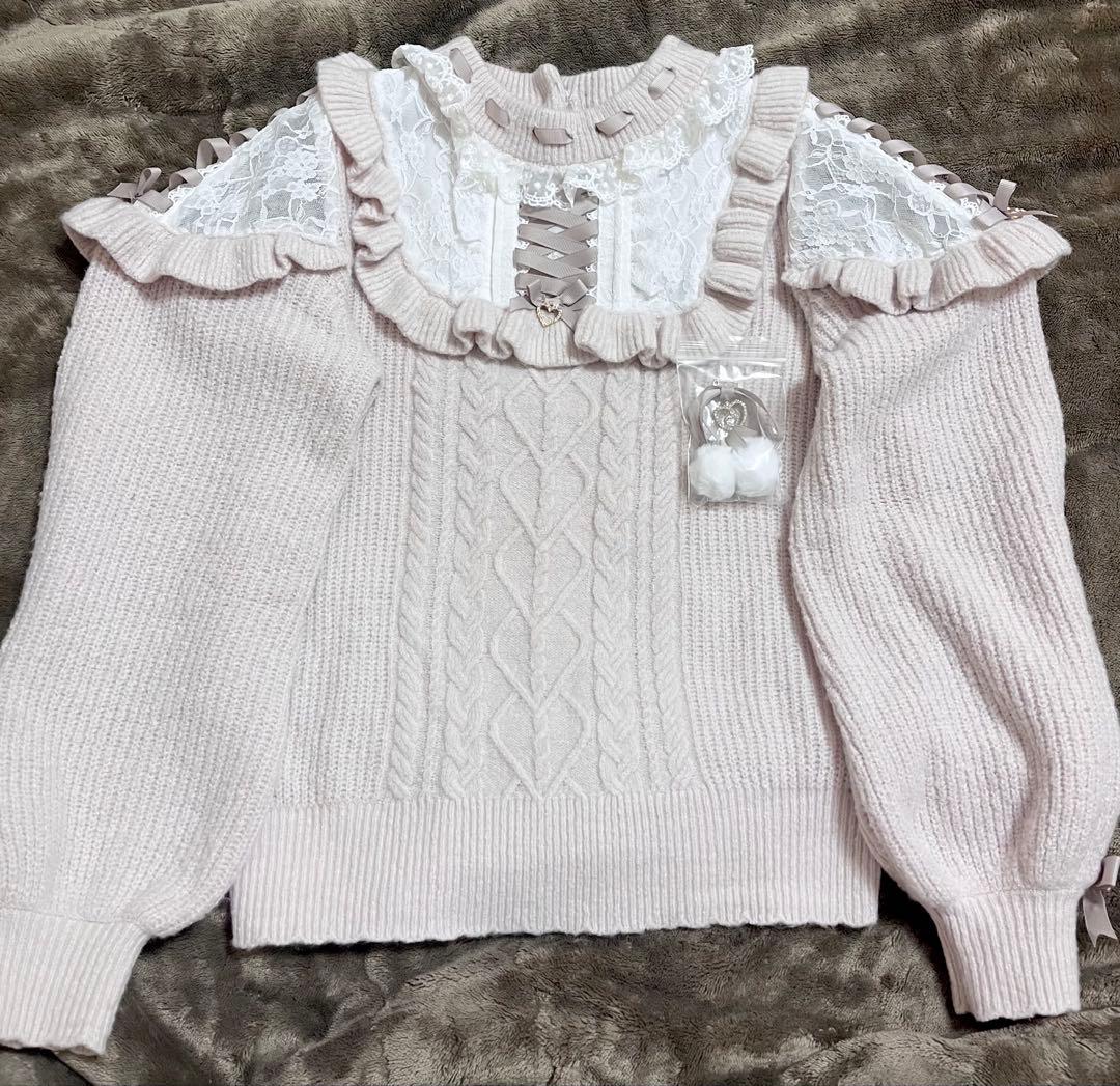 LIZLISA スピンドルポンポンニットトップス ピンク - メルカリ