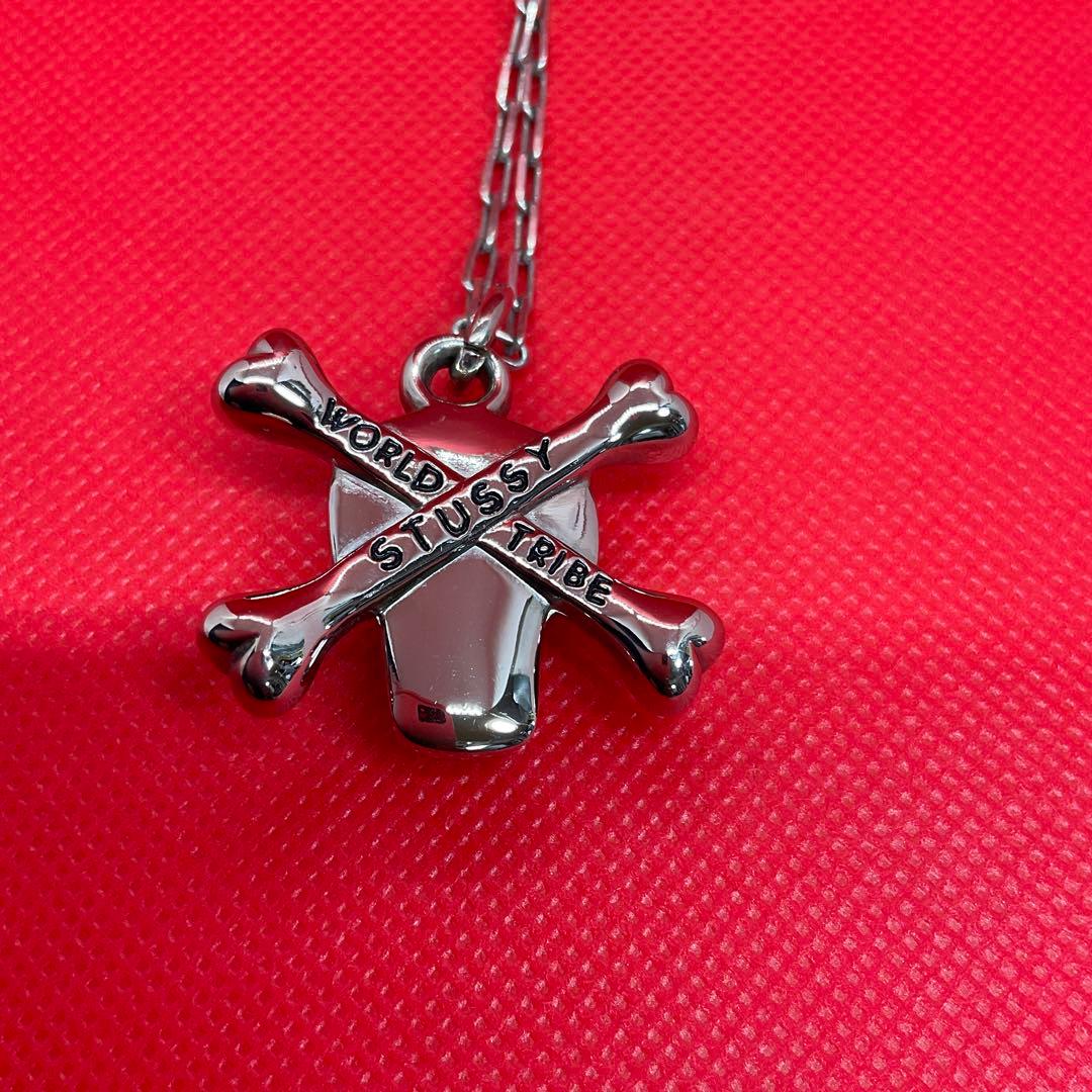 90s オールド】stussy シルバーネックレス スカルデザイン