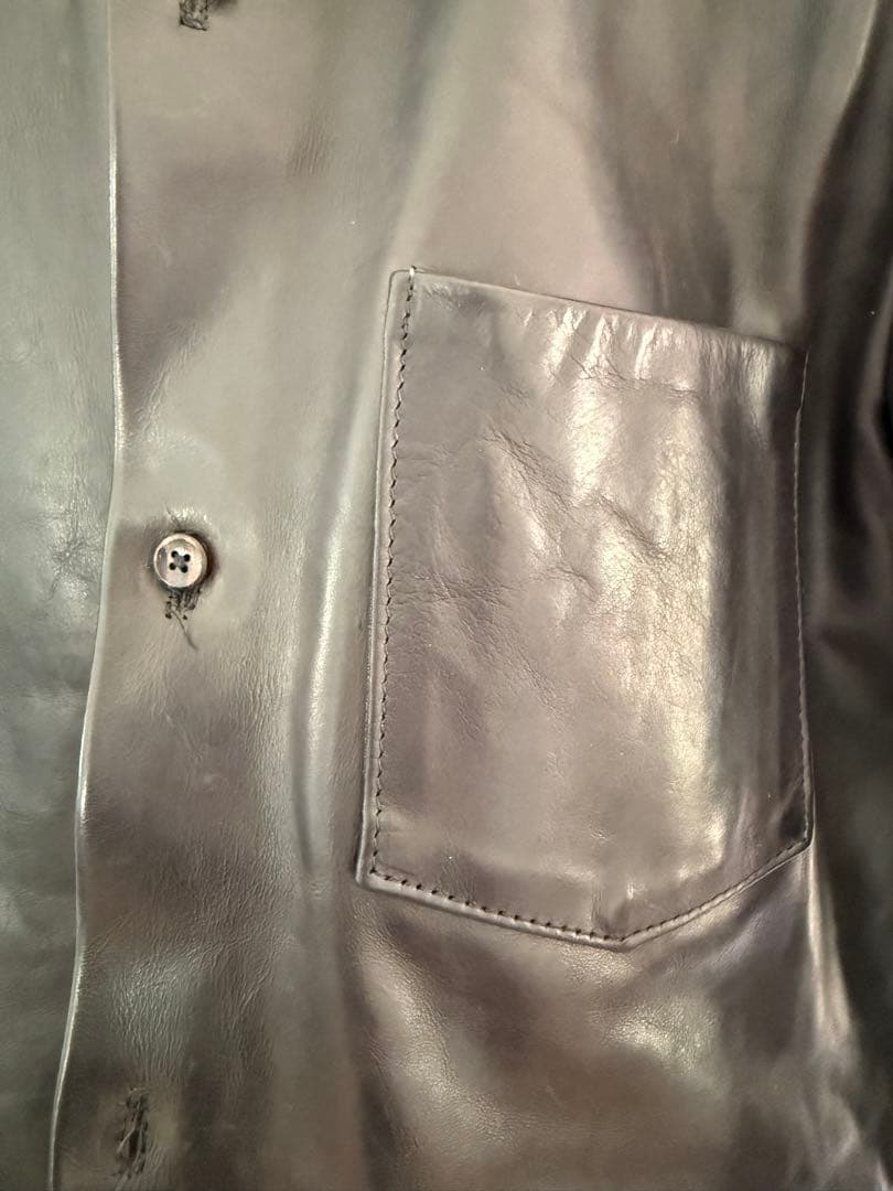 ANSNAM GUIDIレザーシャツ 黒 アンスナム - メルカリ