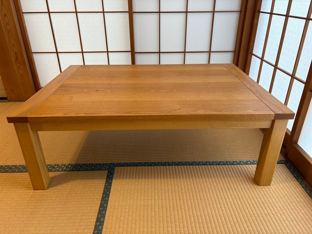 ホワイトオーク無垢材使用天板付きこたつ 天板にオーク突板を使用！自然な木の質感がナチュラルなオールシーズン