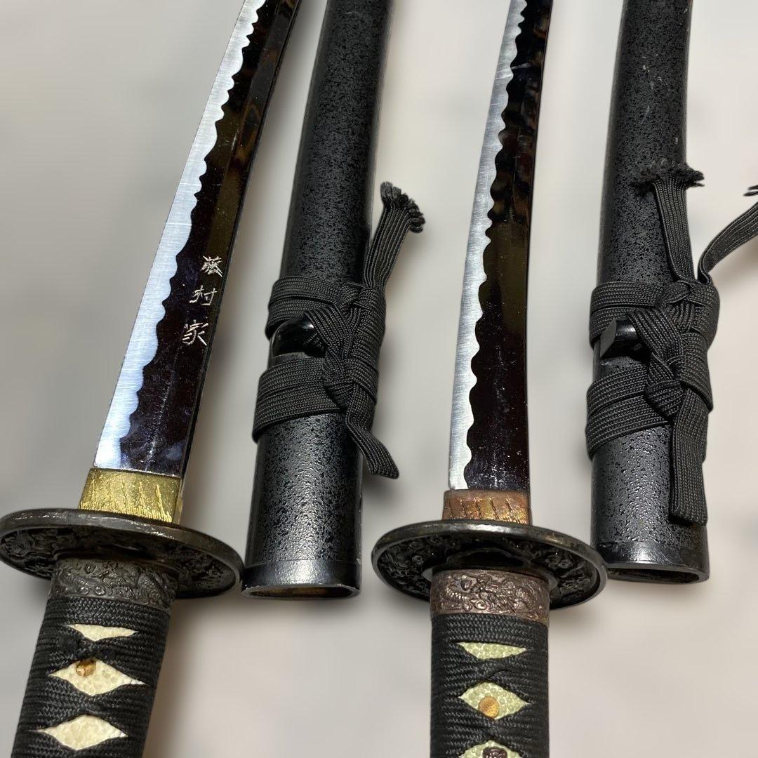 割安模造刀大小2本 黒柄 雲龍楕円鍔 黒梨地鞘 - メルカリ